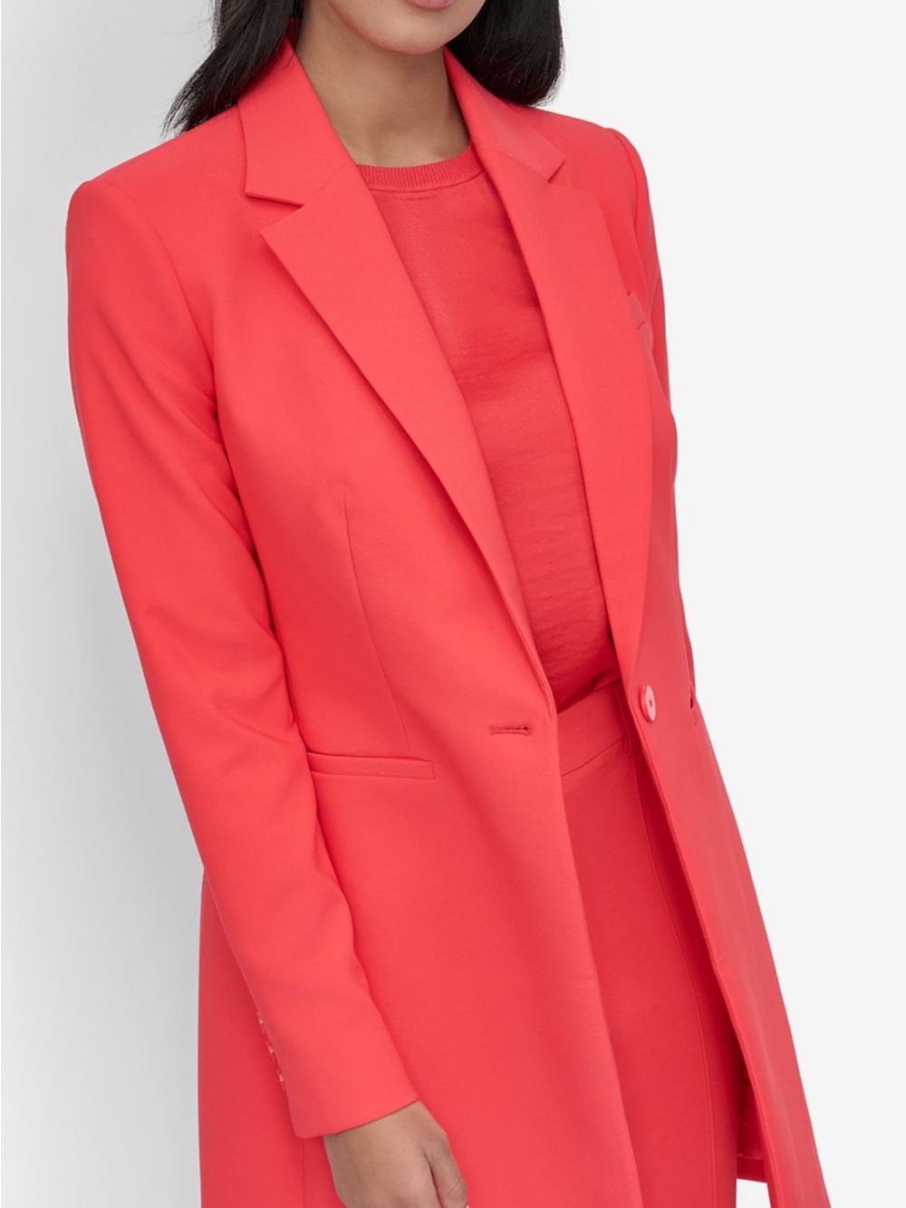 DKNY Coral-Pink Long Blazer
